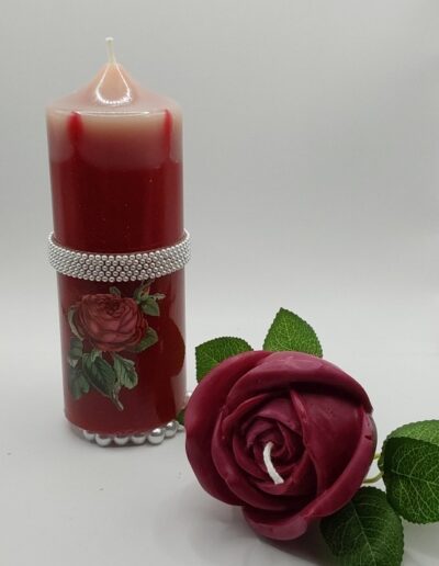 Kerze Rose weinrot
